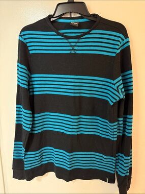Tony Hawk Black & Teal Striped Long-Sleeve Crew